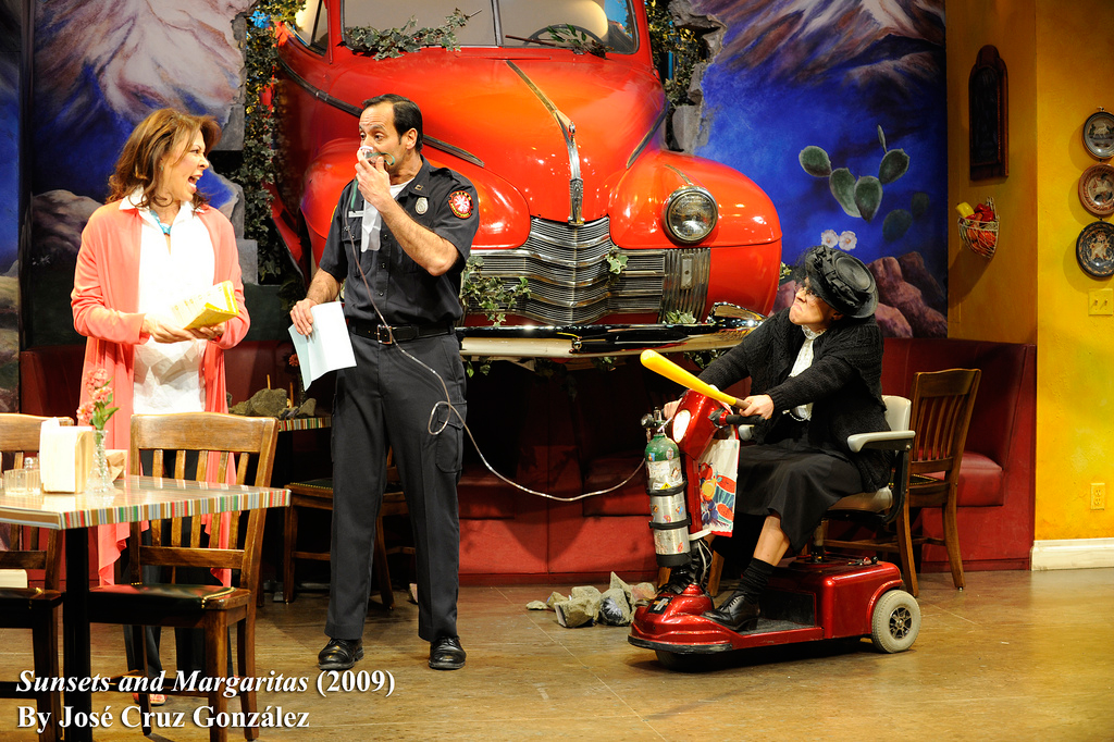 Stage scene with car